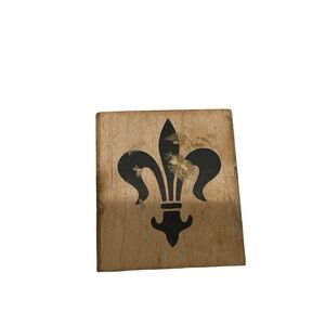 Ballard Designs Fleur De Lis Rubber Stamp Wood Block Home Decor
